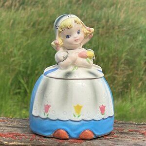 Lefton  little Dutch girl Jar sugar jam  Jelly Jar Jam Jars Collectible  Jar